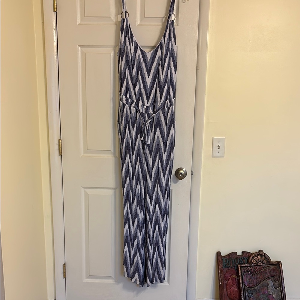 Navy and White Chevron Jumpsuit